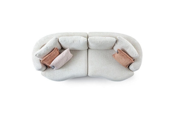 Designer Modern Living room 3-Seater Sofa White Solid Color Luxury Style Fabric Sofa