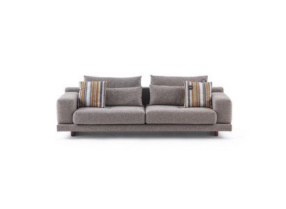 3-Seater Modern Style Designer Living Room Fabric Sofa with Cushion Back Cushion
