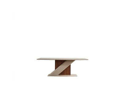 Chic, comfortable dining table in the dining room in beige color from quality wood
