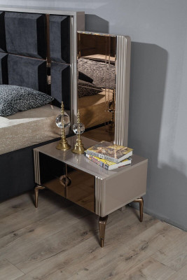 Modern Bedroom Set Bed 2x Nightstand Wardrobe Dressing table