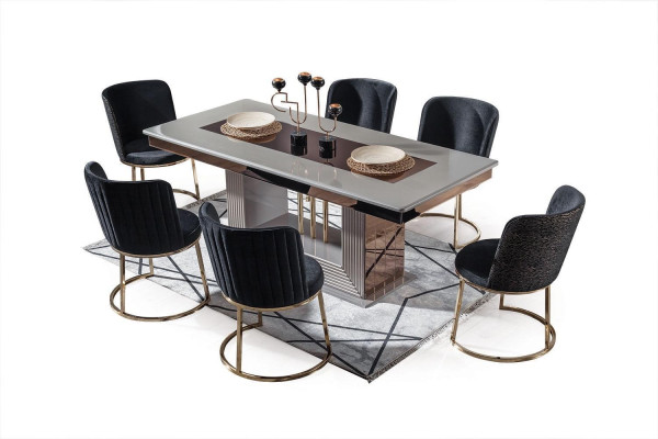 Modern Dining room Set Consists of Dining table and 6x Chairs Stylish 7 pieces.