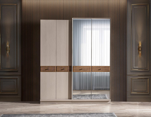 Bedroom Set Luxury Bed and Bedside table Wardrobe 3-piece Furniture