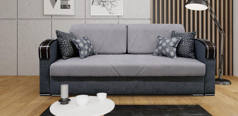 Luxury Design Sofa 3 Seater Furniture Upholstery Gray Textile Wood Furniture Sofa bed new