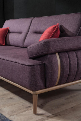 Luxurious 3-Seater Sofa Purple Color Modern Furniture in Living room Novelty