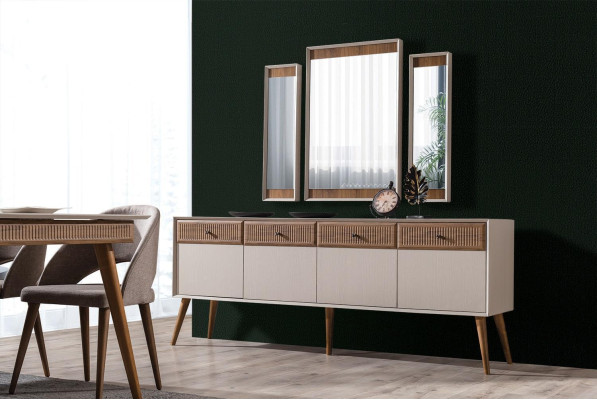 Novelty in Dining room Modern Set Consists of Sideboard and 3x Mirror