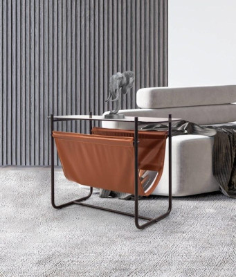 Stylish Side table with Glass Top Brown Color Furniture for Living room