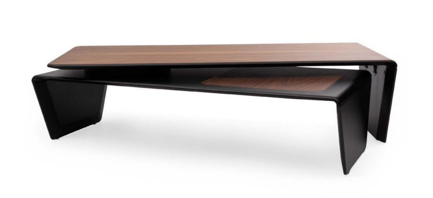 Stylish coffee table with brown wooden table top. Modern furniture
