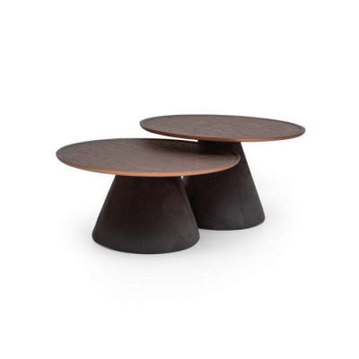 Scandinavian wood coffee tables, set of 2, minimalist