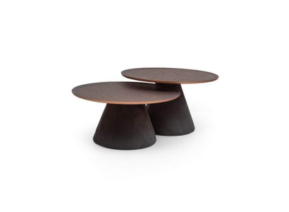 Scandinavian wood coffee tables, set of 2, minimalist