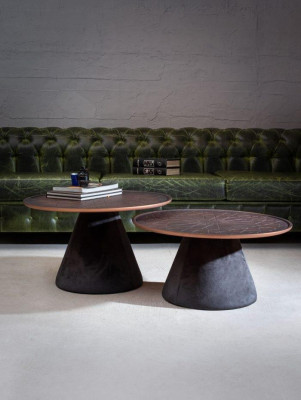 Scandinavian wood coffee tables, set of 2, minimalist