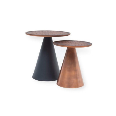 High Gloss Multicolored Side tables Set of 2 Round Luxurious Living room