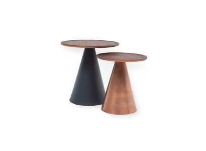 High Gloss Multicolored Side tables Set of 2 Round Luxurious Living room