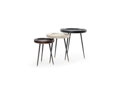 High-gloss lacquer side tables, modern design, set of 3 for living room