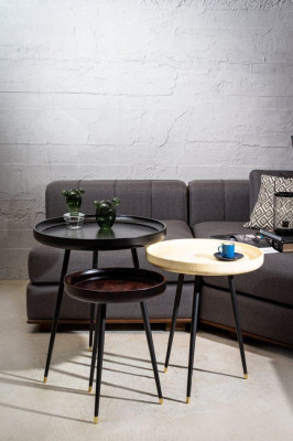 High-gloss lacquer side tables, modern design, set of 3 for living room