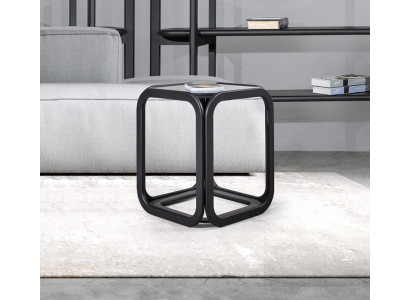 Elegant glass side table with wooden frame for stylish accents