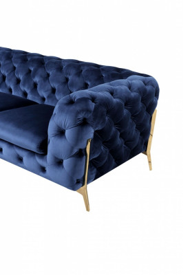 Sofa Chesterfield Couch Upholstery XXL Suite Textile 3+3 designer Couches Blue