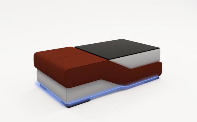 Designer Glass Table Table Upholstery Modern Living room Leather Couch Sofa