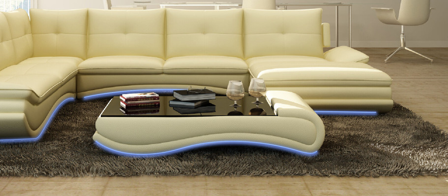 Sofa table design living room glass leather couch sofa table coffee side