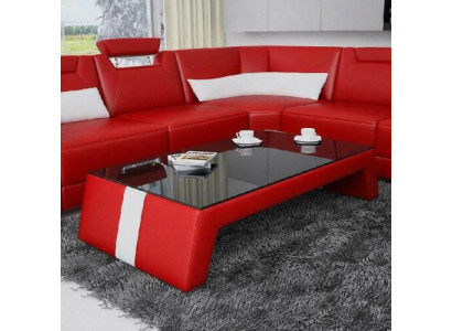 Modern Living room Coffee table Table Side Glass Upholstery Leather Tables