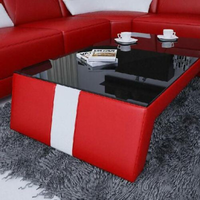 Modern Living room Coffee table Table Side Glass Upholstery Leather Tables
