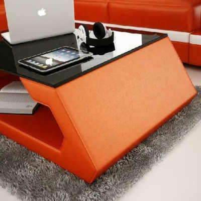 Sofa table design living room glass leather couch sofa table side coffee