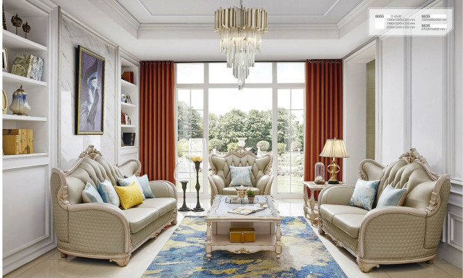 Design Living landscape Sofa Upholstery Sofa set 321 Seater Table Side table Solid wood