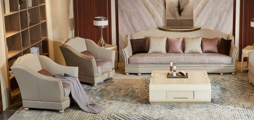 Luxury Living room Furniture Design Seat cushion Sofa set Couch Solid wood