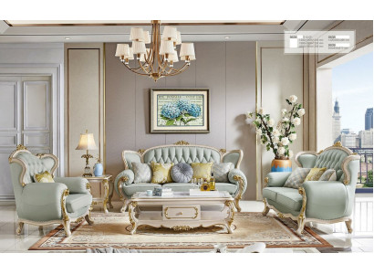 Classic Living room Furniture Complete Set Sofa set 5 pieces. Set Table Solid wood