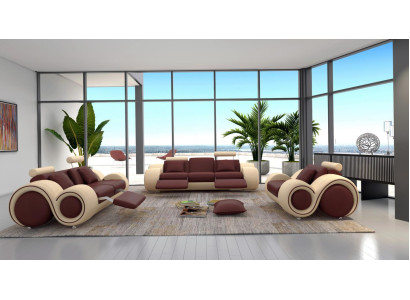 Design Living room Upholstery Set Sofa set Leather Couch Seat Sets