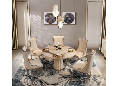 Dining table 6x Chairs Dining room Set Dining set Table Tables 7tlg Suite Solid wood