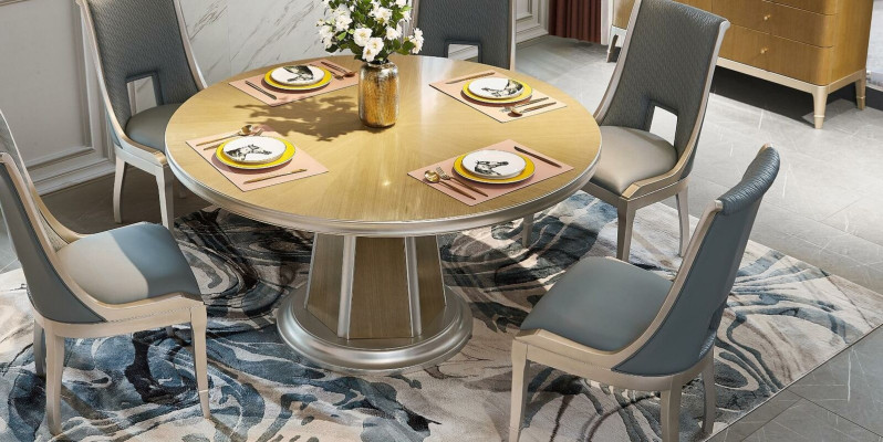 Dining room Suite Set Round Table 6x armchairs Chair Tables 7 pieces. Solid wood