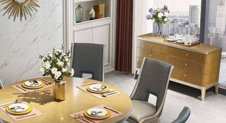 Dining room Suite Set Round Table 6x armchairs Chair Tables 7 pieces. Solid wood