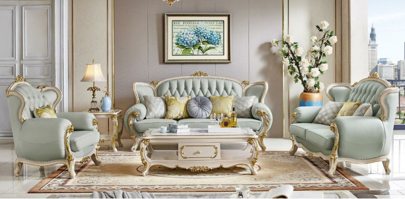 Designer Sofa set 3 2 1 Seater Sofa Couch Leather Suite Upholstery Solid wood