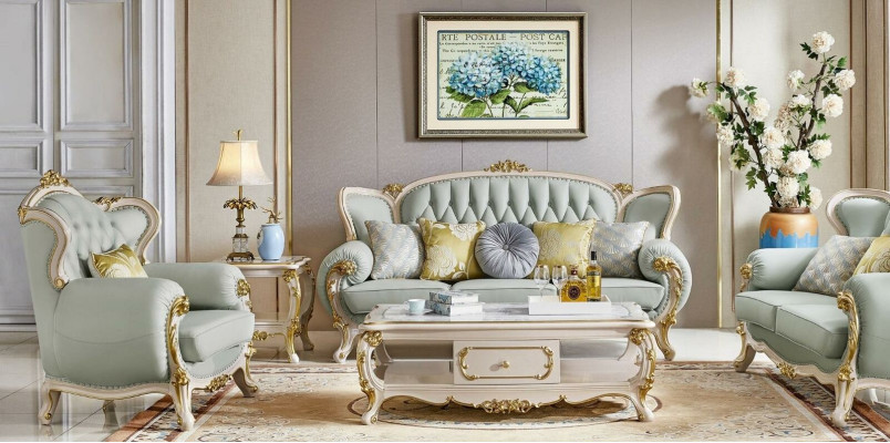 Designer Sofa set 3 2 1 Seater Sofa Couch Leather Suite Upholstery Solid wood