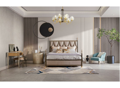 Bed Bedside table Dressing table 4 pcs. Bedroom Set Design Modern Solid wood