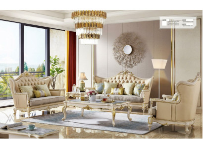 Sofa set 3+2+1 Seater Set Design Sofa Upholstery Couches Couch 3 pcs. Solid wood