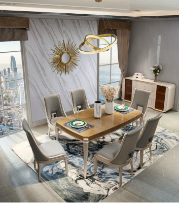 Dining table 6 x Chairs Dining room Set Dining set Modern Chairs Table 7 pieces. Solid wood