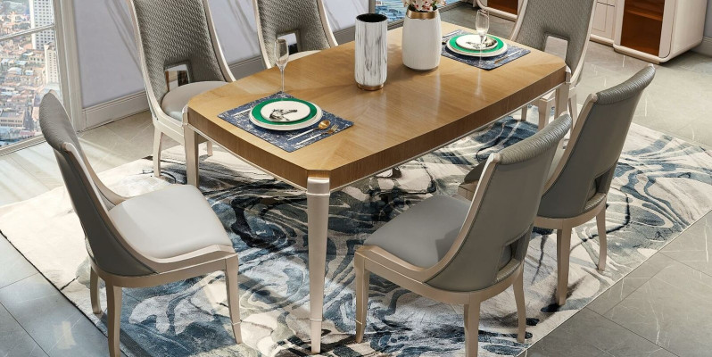 Dining table 6 x Chairs Dining room Set Dining set Modern Chairs Table 7 pieces. Solid wood
