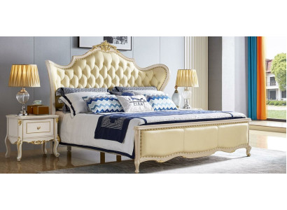 Bed Luxury Double Beds Upholstered bed Solid wood Leather Bedroom Chesterfield