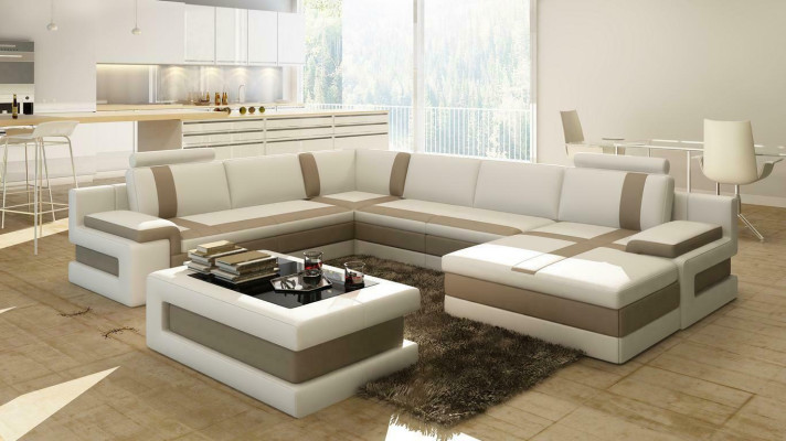 Leather Sofa Couch Living landscape U-shape Design Modern Sofa Corner Sofas