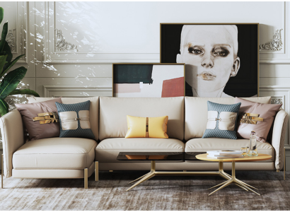 Designer Suite Sofa Couch Corner sofa with Stool Upholstery Living landscape