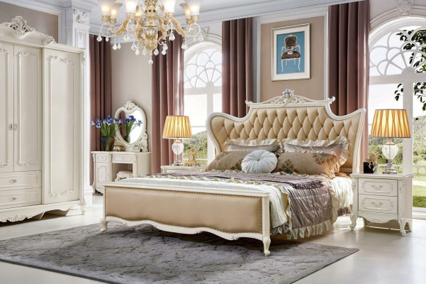 Bedside table dressing table 6 piece bedroom modern design luxury bed set