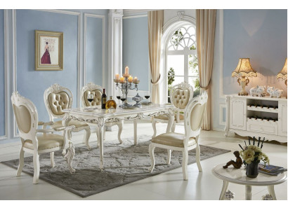 Chesterfield Baroque Style x4 Chair Set Designer Dining Room Leather Chairs