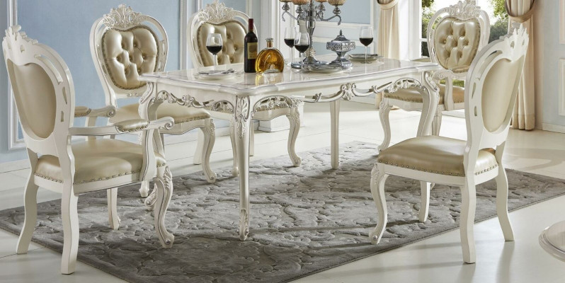 Chesterfield Baroque Style x4 Chair Set Designer Dining Room Leather Chairs
