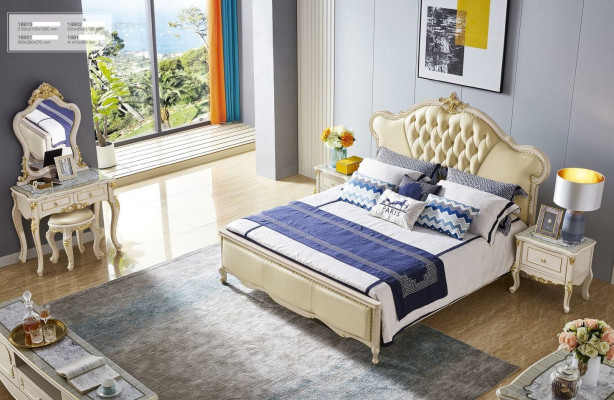 Chesterfield Big Luxury Double bed Bed Upholstered bed Design 180x200 Solid wood