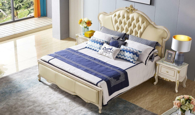 Chesterfield Big Luxury Double bed Bed Upholstered bed Design 180x200 Solid wood
