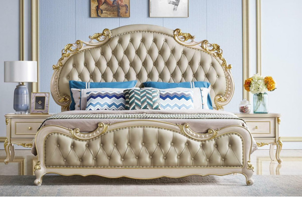 Chesterfield Bed Classic Beds Design Double Upholstery Bedroom Solid wood