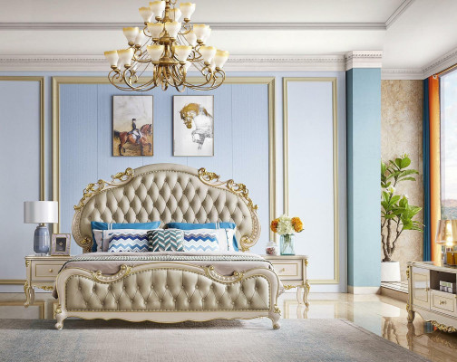 Chesterfield Bed Classic Beds Design Double Upholstery Bedroom Solid wood