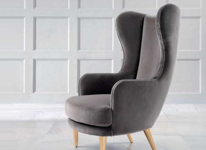 Wing Chair Armchair Club Chair Cocktail Chair Luxury Seater Gray Seat Living room