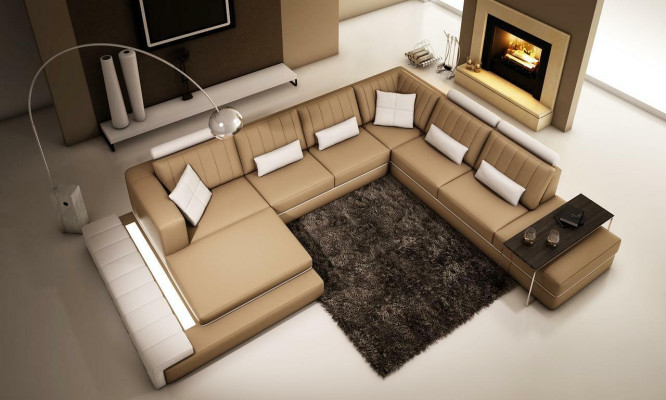 XXL Living landscape Design Corners Upholstery Sofa Couch Leather Sofas Suite
